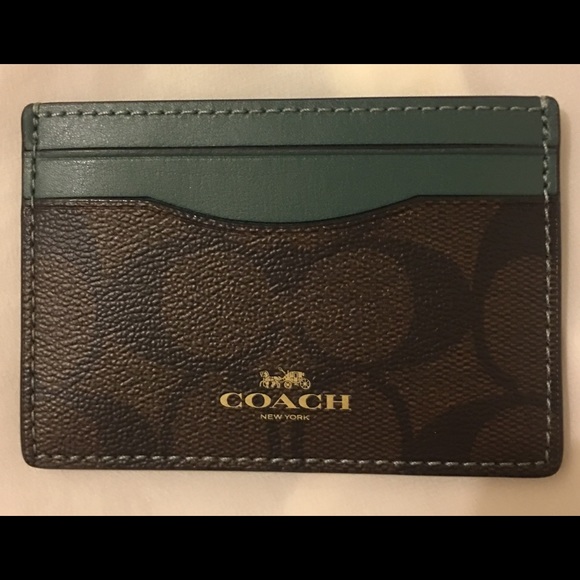 Coach Accessories - Coach brown dark turquoise five slot card case